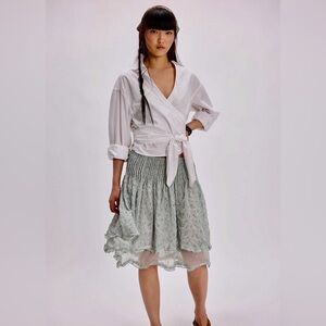 New! Free People Sanderson Midi Skirt in color Sky Gray size XS